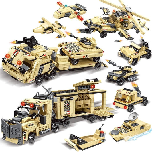Military Helicopter Tank Truck Model Building Blocks Toy Set for Kids (3 Styles)
