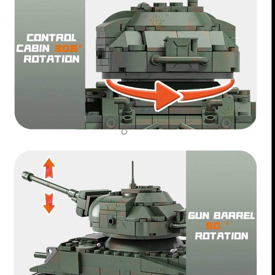 WW2/WWII Sherman Tank Model Building Blocks Toy Set