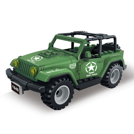 WWII US Army Military Vehicle Building Blocks Toy Set for Kids (Green)
