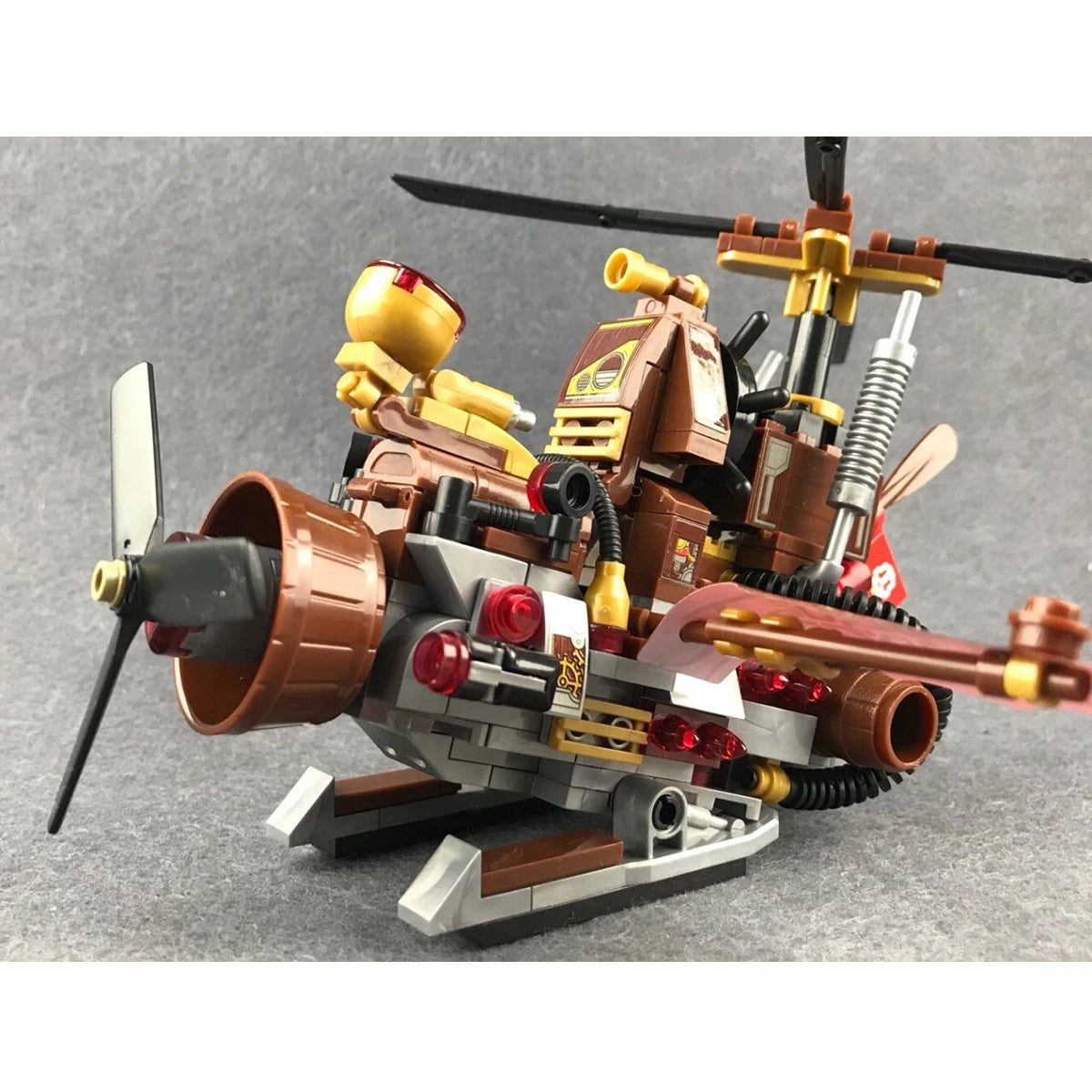 Custom Steam Age Series Helicopter Building Blocks Toy Set 238PCS