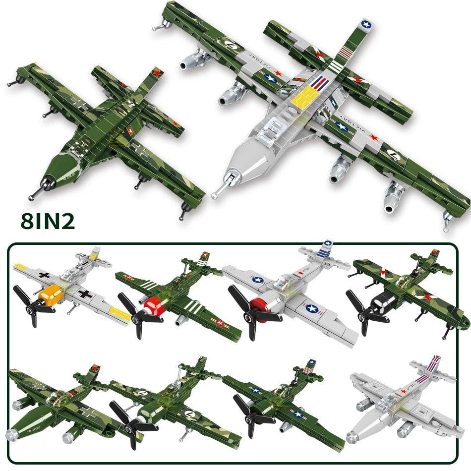 Military 8in2 F16 Airplane Building Blocks Toy Set 654PCS