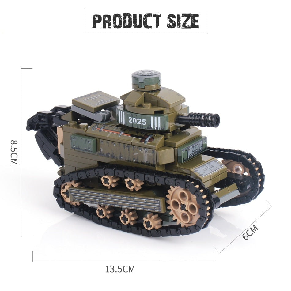 WW2 Renault FT17 Tank Military Army Building Blocks Toys Set for Kids