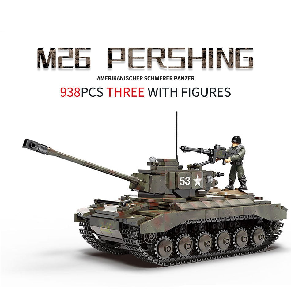 WW2 M26 Pershing Heavy Tank, Military Building Blocks Set for Kids 938PCS