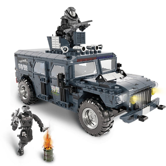 SWAT Military Special Armored Personnel Jeepe Wranger Building Blocks Toy Set 618PCS