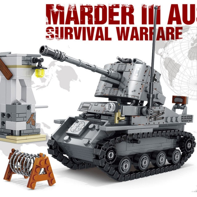 WW2/WWII German Marder III AUSF.H Tank Building Blocks Toys Set 479PCS