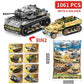 1061PCS 8in2 Military Army Truck, Tank & Airplane Building Block Toy Set for Kids