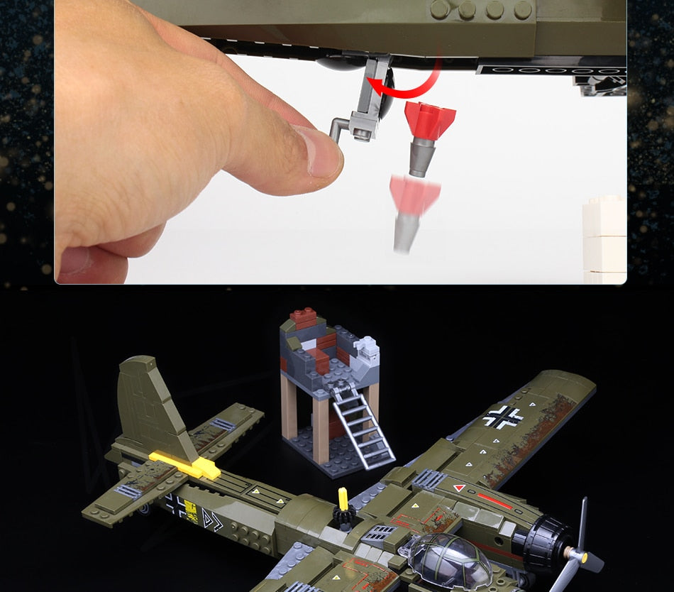Military Ju-88 Bombing Plane Building Block Toy Set for Kids 559PCS