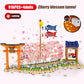 Japanese Sakura Street Scenery, Sakura River, Cherry Blossom Tunnel, Sakura Pavilion Building Bricks Set with Light