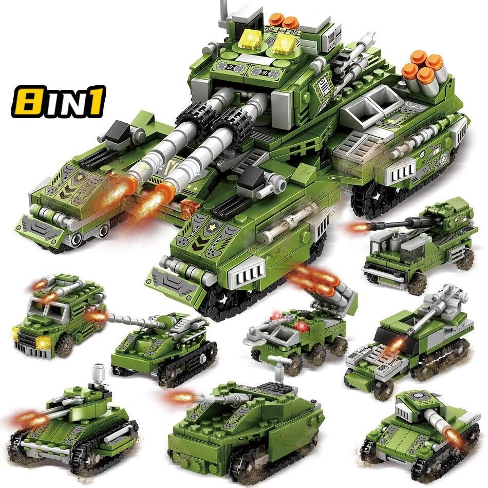 Military 8in1 Mini Tank Building Blocks Set for Kids 992PCS