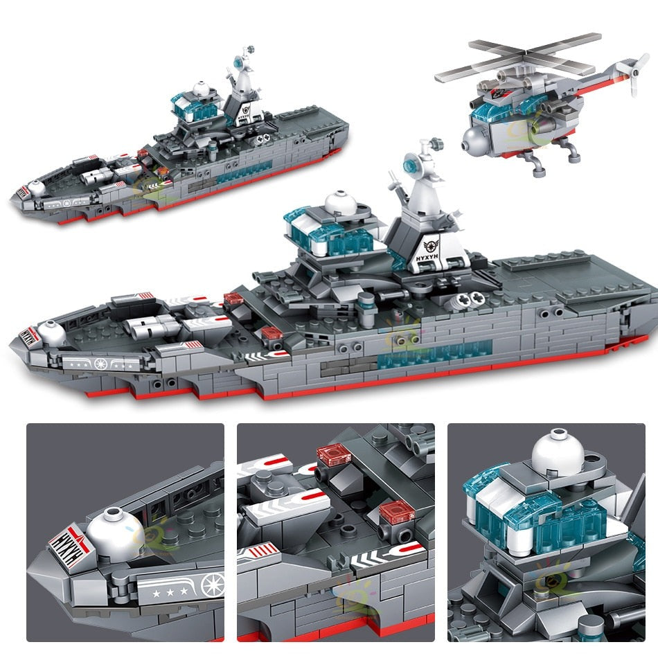 Military Army Ocean Cruiser Warship Building Blocks Toy Set 681PCS