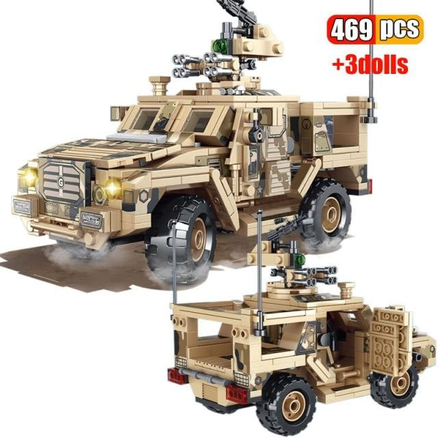 Military Tanks, JeepWranger, Trucks and Missile Vehicles Building Bricks Toy Set by Sembo Blocks (16 Different Styles)