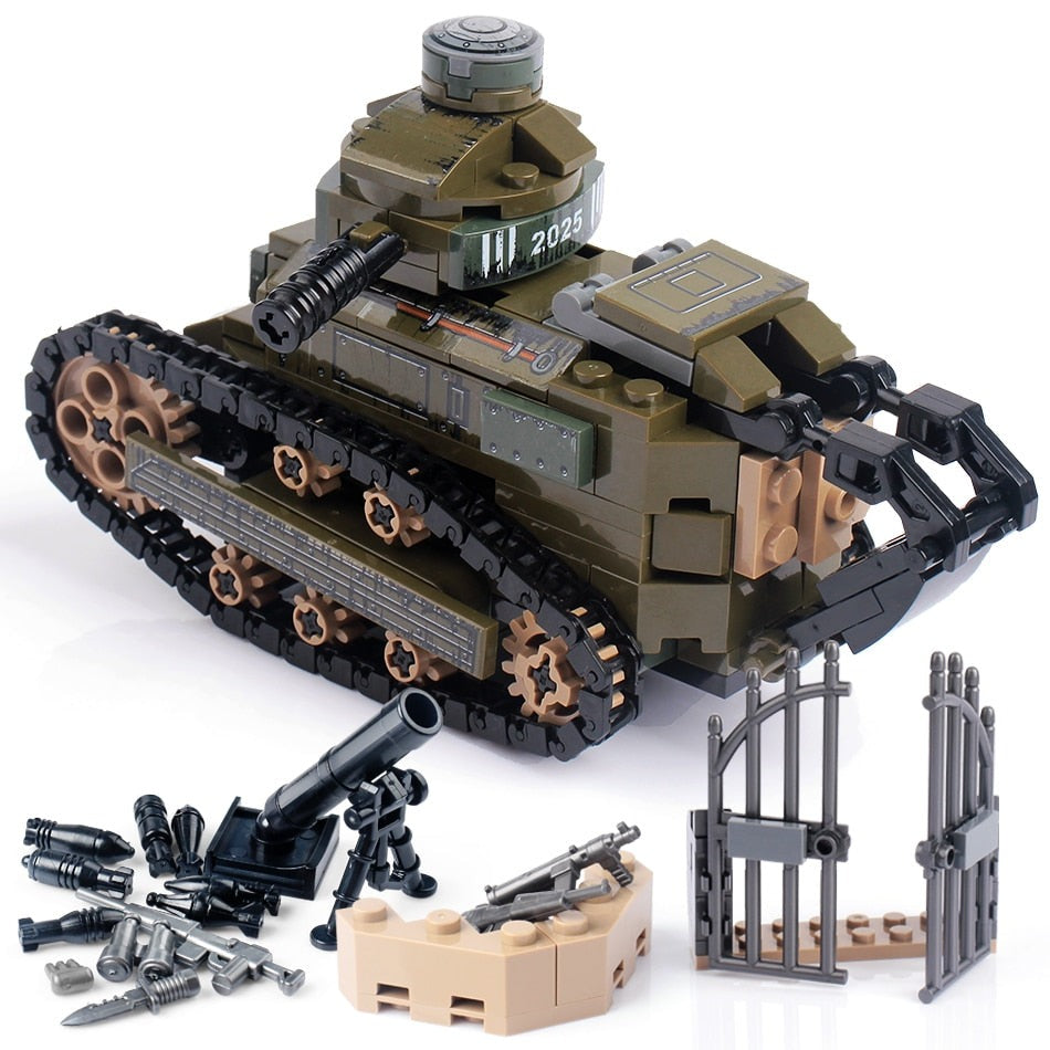 WW2 Renault FT17 Tank Military Army Building Blocks Toys Set for Kids