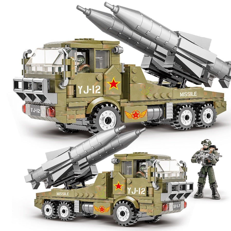 Military Army Missile Carrier Vehicle Model Building Blocks Set 375PCS