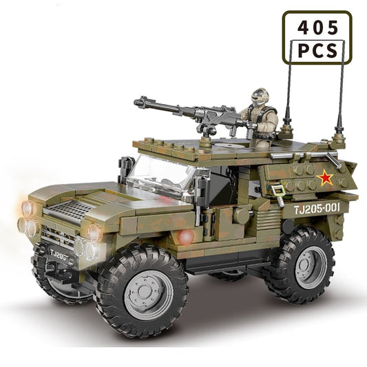 Military Desert Army Jeepu Wranger Building Blocks Toy Set 405PCS