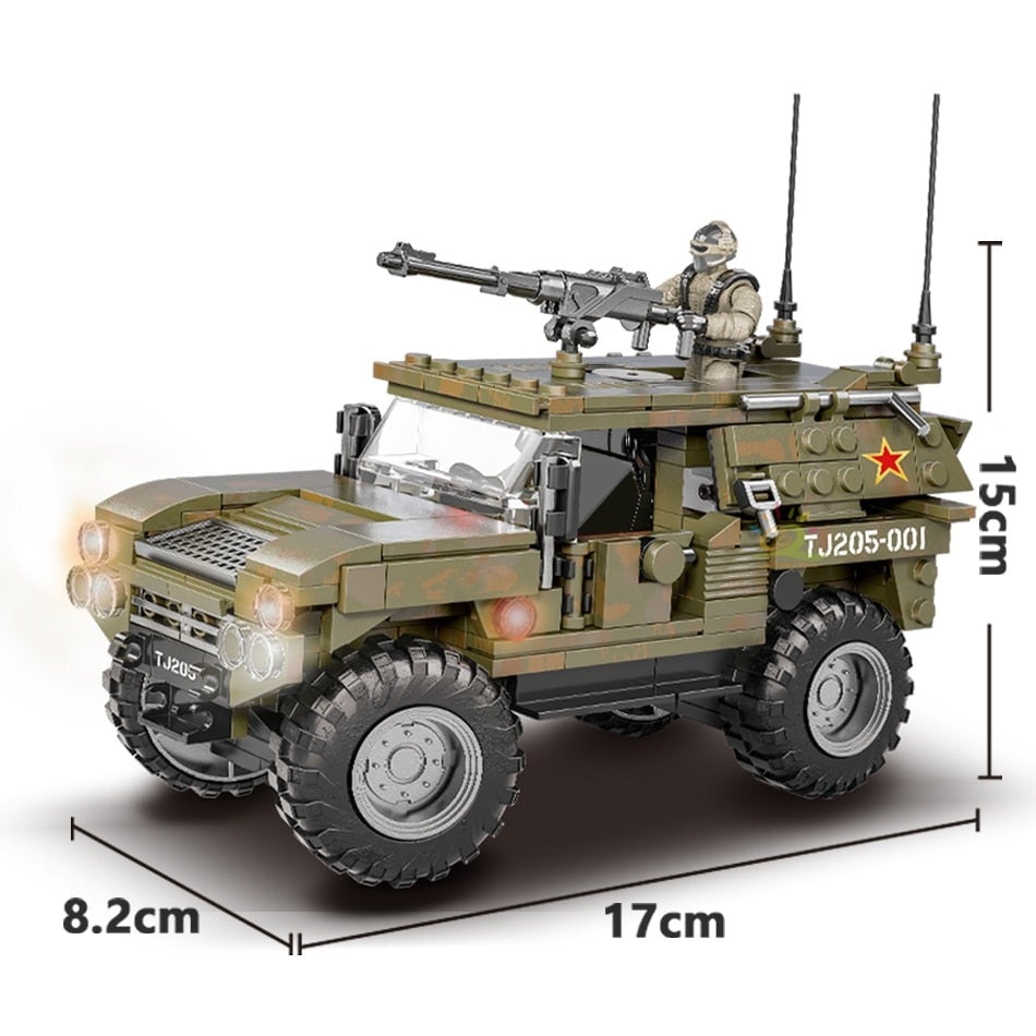 Military Desert Army Jeepu Wranger Building Blocks Toy Set 405PCS