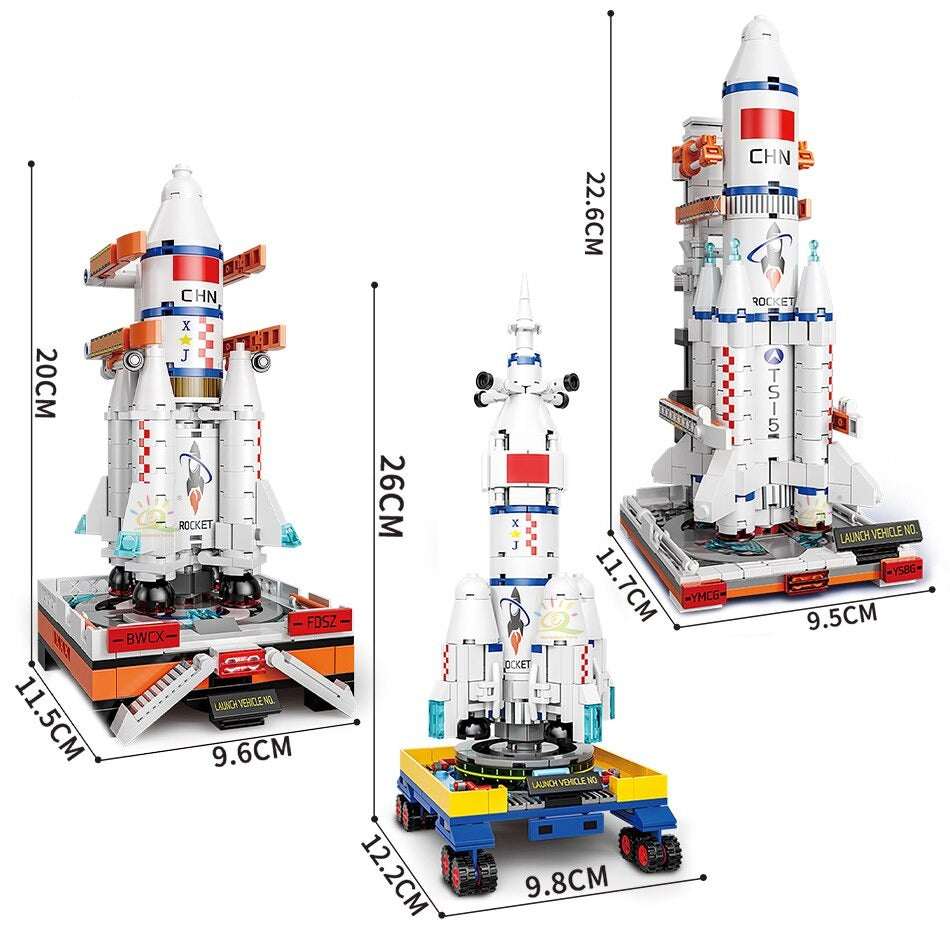 Space Aviation Manned Rocket Building Blocks Set with 2 Astronaut